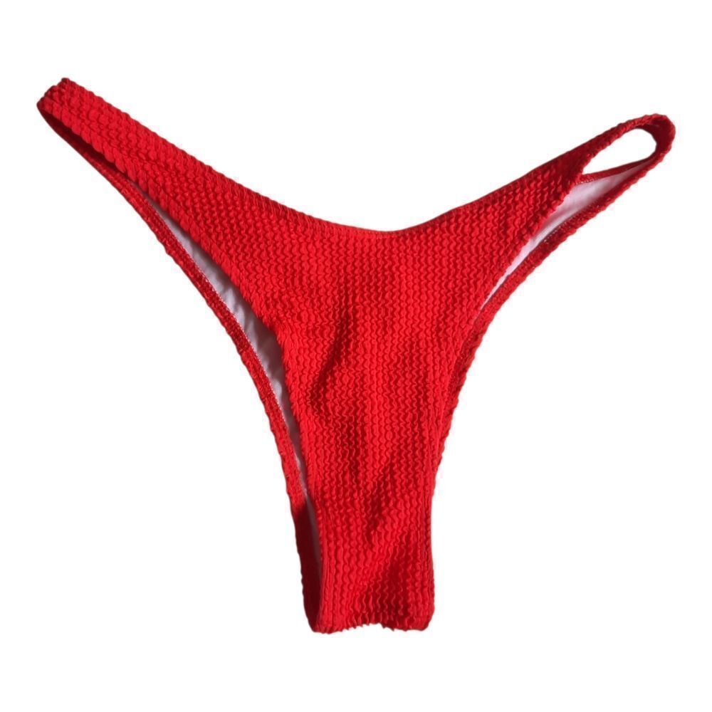 Shein Red Textured Thong Bikini Bottom